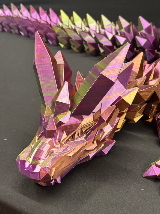 GIANT 80" Crystal Dragon - Green / Purple / Copper Tri-color