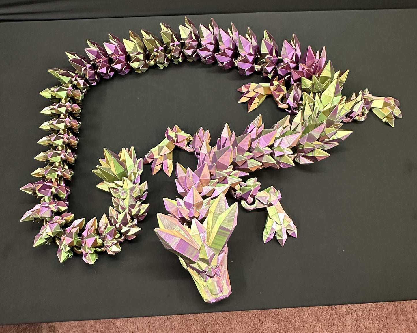 GIANT 80" Crystal Dragon - Green / Purple / Copper Tri-color
