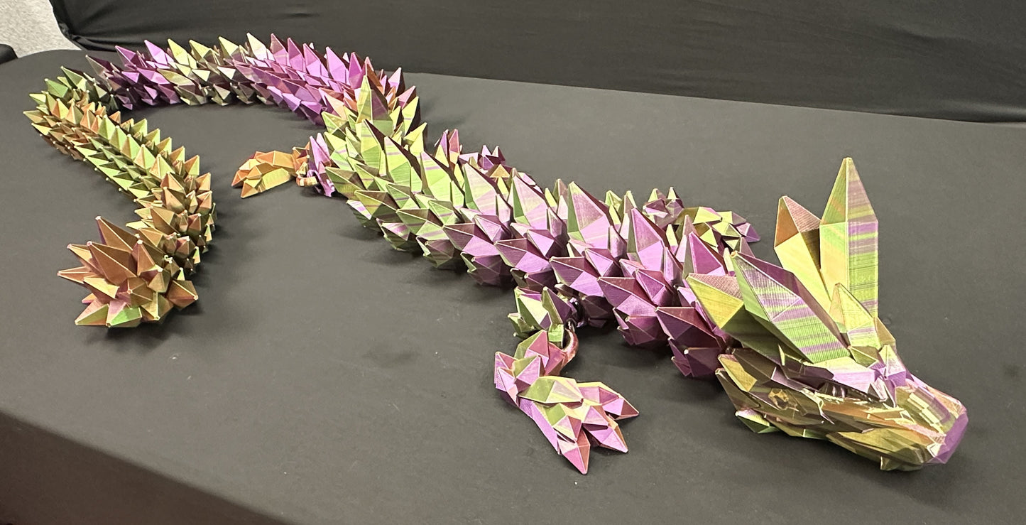 GIANT 80" Crystal Dragon - Green / Purple / Copper Tri-color