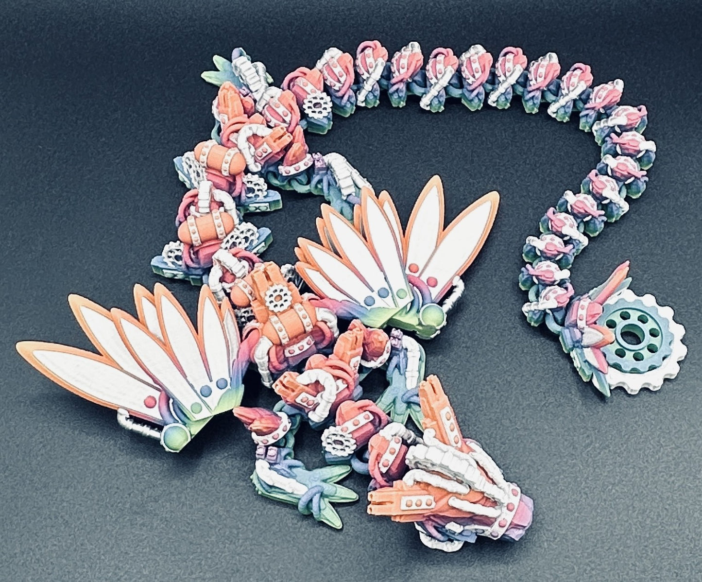 Winged Steampunk Dragon 24" Vibrant Rainbow