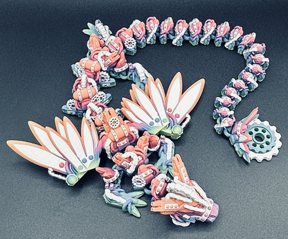 Winged Steampunk Dragon 24" Vibrant Rainbow