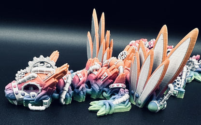 Winged Steampunk Dragon 24" Vibrant Rainbow