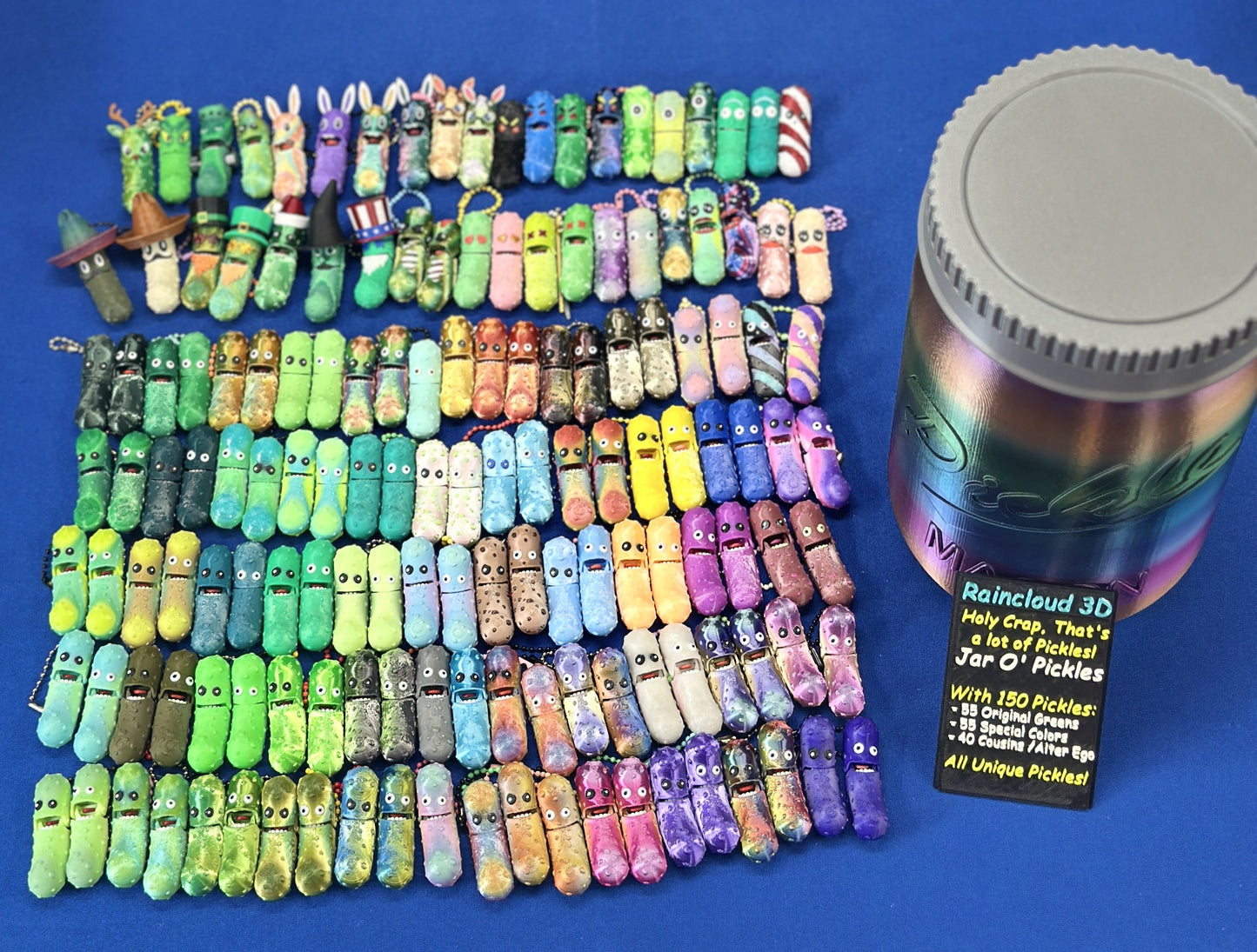 Jar O' Pickle Keychains - Tickles, the Articulating Pickle - Tons of sizes and colors