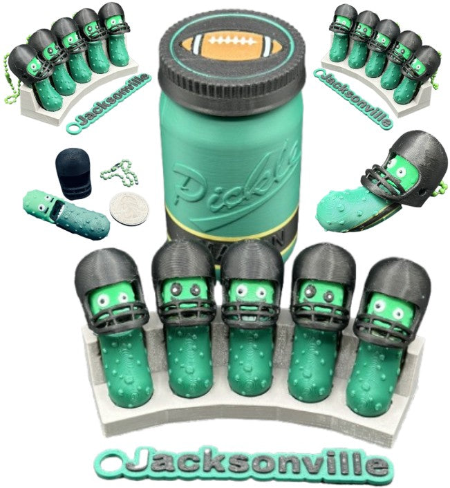 American Division: Football Player Pickle Keychains - 5-Pack Jar - Tickles, the Articulated Pickle