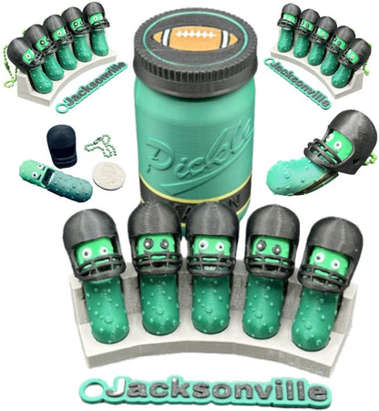 American Division: Football Player Pickle Keychains - 5-Pack Jar - Tickles, the Articulated Pickle