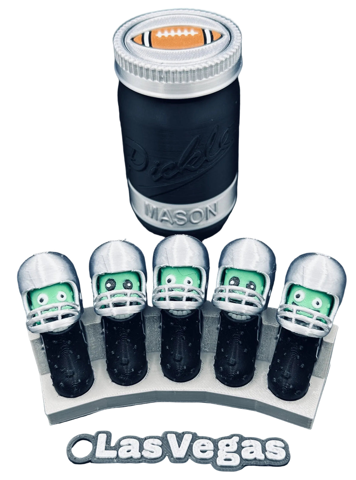 Football City-Inspired Pickle Keychains - 5-Pack Jar - Tickles, the Articulated Pickle