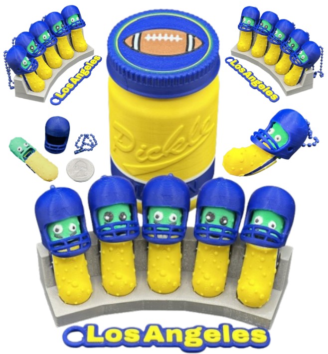 American Division: Football Player Pickle Keychains - 5-Pack Jar - Tickles, the Articulated Pickle