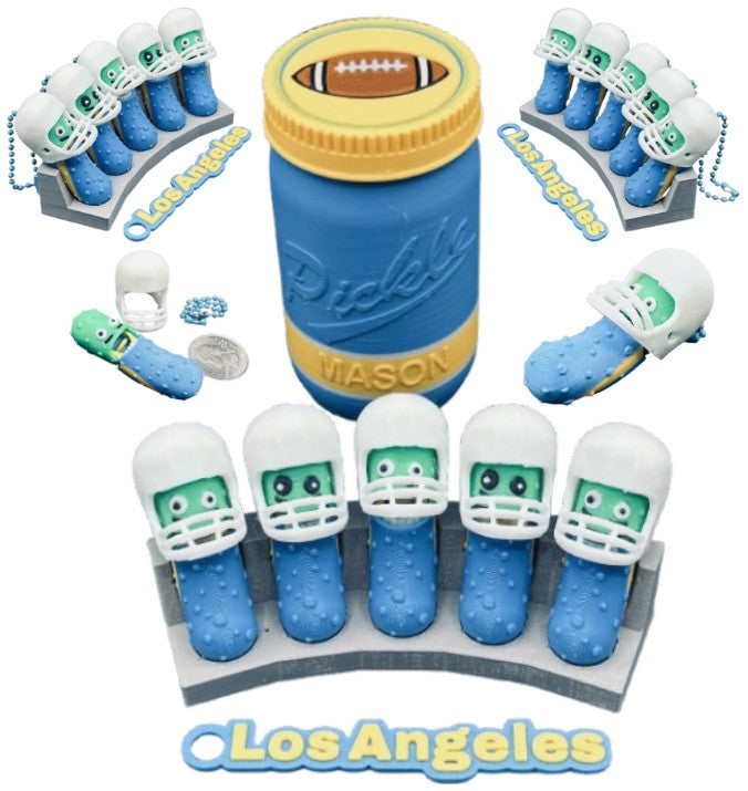 National Division: Football Player Pickle Keychains - 5-Pack Jar - Tickles, the Articulated Pickle