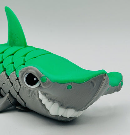 Green Hammerhead Shark Dual-Fidget Refrigerator Magnet
