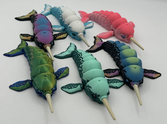 Narwhal - 8.5" Flexi Articulated Pet - Multiple Colors & Rainbows