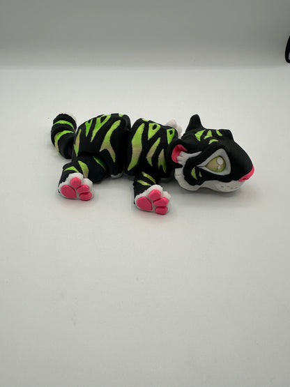 Vibrant Articulating Tiger - Black with Yellow/Green Stripes