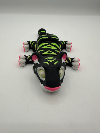 Vibrant Articulating Tiger - Black with Yellow/Green Stripes