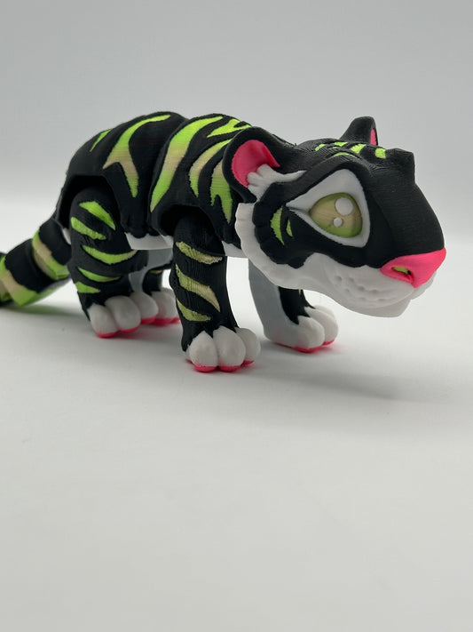 Vibrant Articulating Tiger - Black with Yellow/Green Stripes