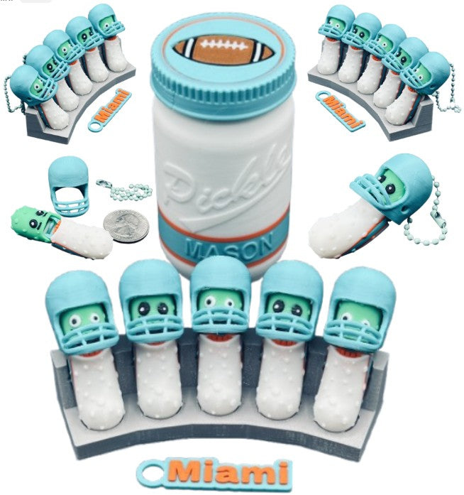 American Division: Football Player Pickle Keychains - 5-Pack Jar - Tickles, the Articulated Pickle