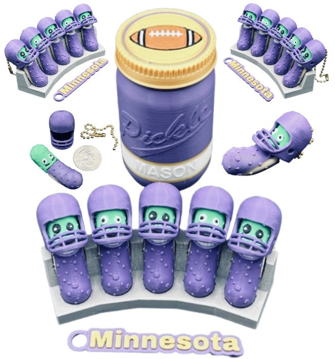 National Division: Football Player Pickle Keychains - 5-Pack Jar - Tickles, the Articulated Pickle