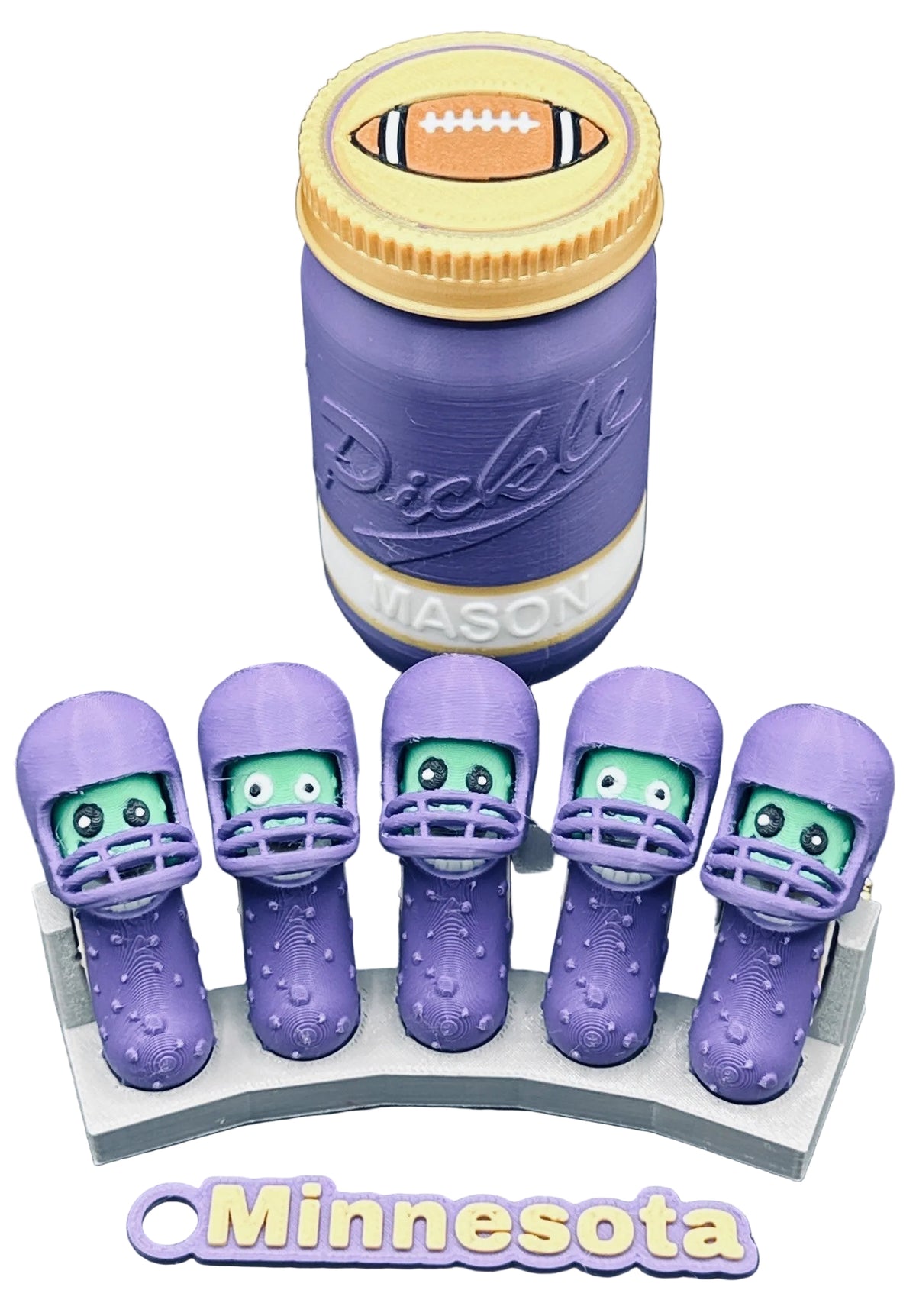 Football City-Inspired Pickle Keychains - 5-Pack Jar - Tickles, the Articulated Pickle