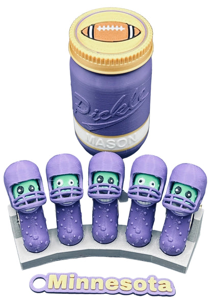 Football City-Inspired Pickle Keychains - 5-Pack Jar - Tickles, the Articulated Pickle
