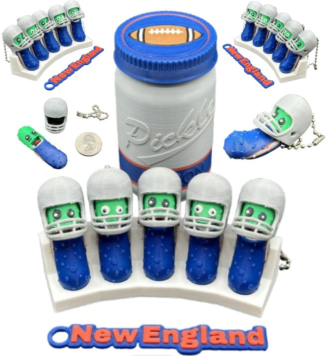 American Division: Football Player Pickle Keychains - 5-Pack Jar - Tickles, the Articulated Pickle