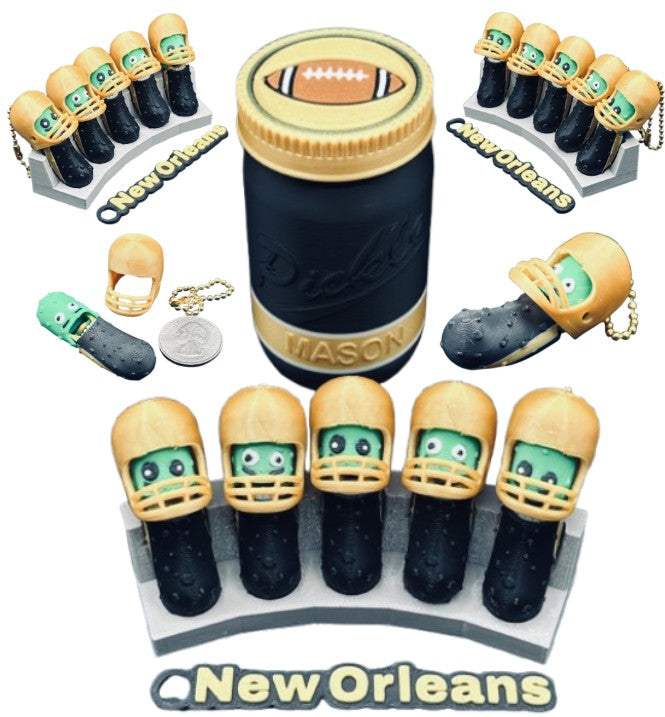 National Division: Football Player Pickle Keychains - 5-Pack Jar - Tickles, the Articulated Pickle