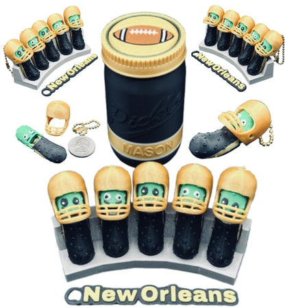 National Division: Football Player Pickle Keychains - 5-Pack Jar - Tickles, the Articulated Pickle