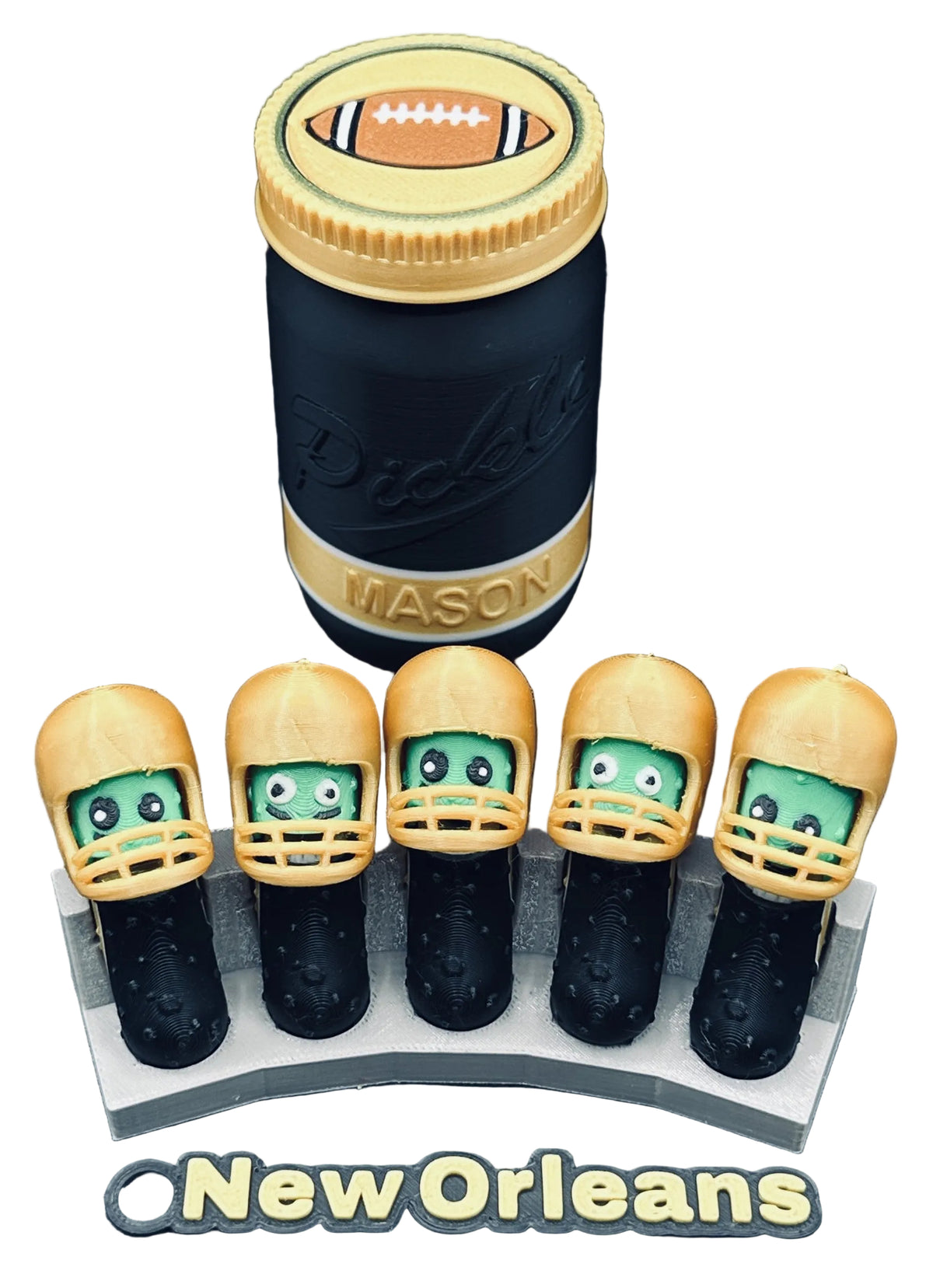 Football City-Inspired Pickle Keychains - 5-Pack Jar - Tickles, the Articulated Pickle