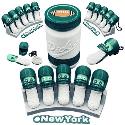 American Division: Football Player Pickle Keychains - 5-Pack Jar - Tickles, the Articulated Pickle