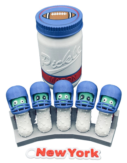 Football City-Inspired Pickle Keychains - 5-Pack Jar - Tickles, the Articulated Pickle