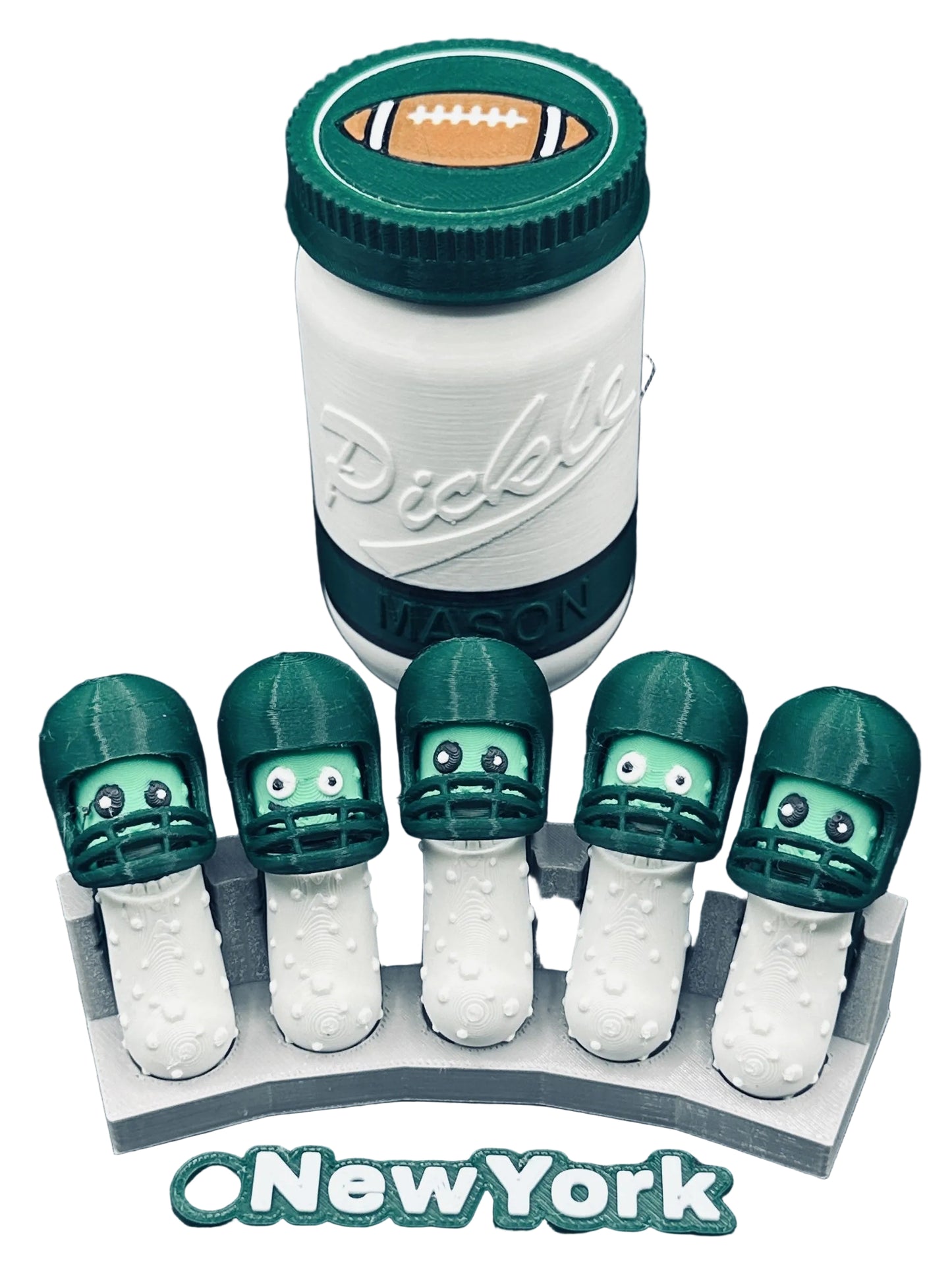 Football City-Inspired Pickle Keychains - 5-Pack Jar - Tickles, the Articulated Pickle