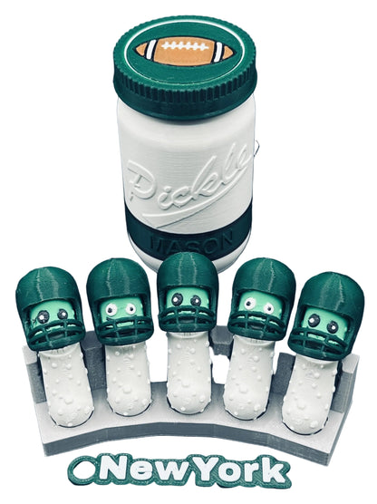 Football City-Inspired Pickle Keychains - 5-Pack Jar - Tickles, the Articulated Pickle