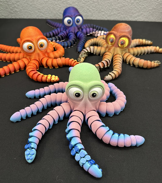 12" Flexi Octopus, Magnetic & Highly Textured - Multiple Colors & Rainbows