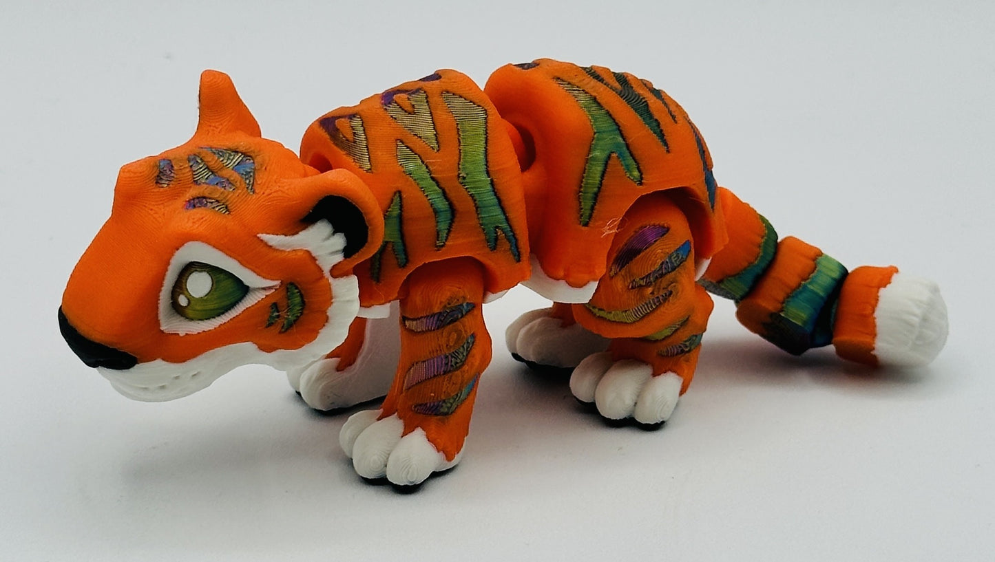 Vibrant Articulating Tiger - Orange with Purple/Red/Green Stripes