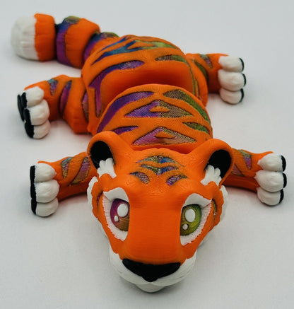 Vibrant Articulating Tiger - Orange with Purple/Red/Green Stripes