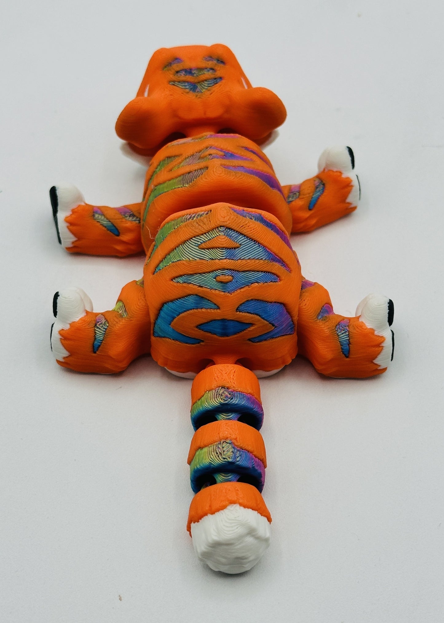 Vibrant Articulating Tiger - Orange with Purple/Red/Green Stripes