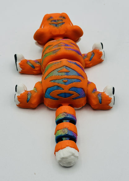Vibrant Articulating Tiger - Orange with Purple/Red/Green Stripes