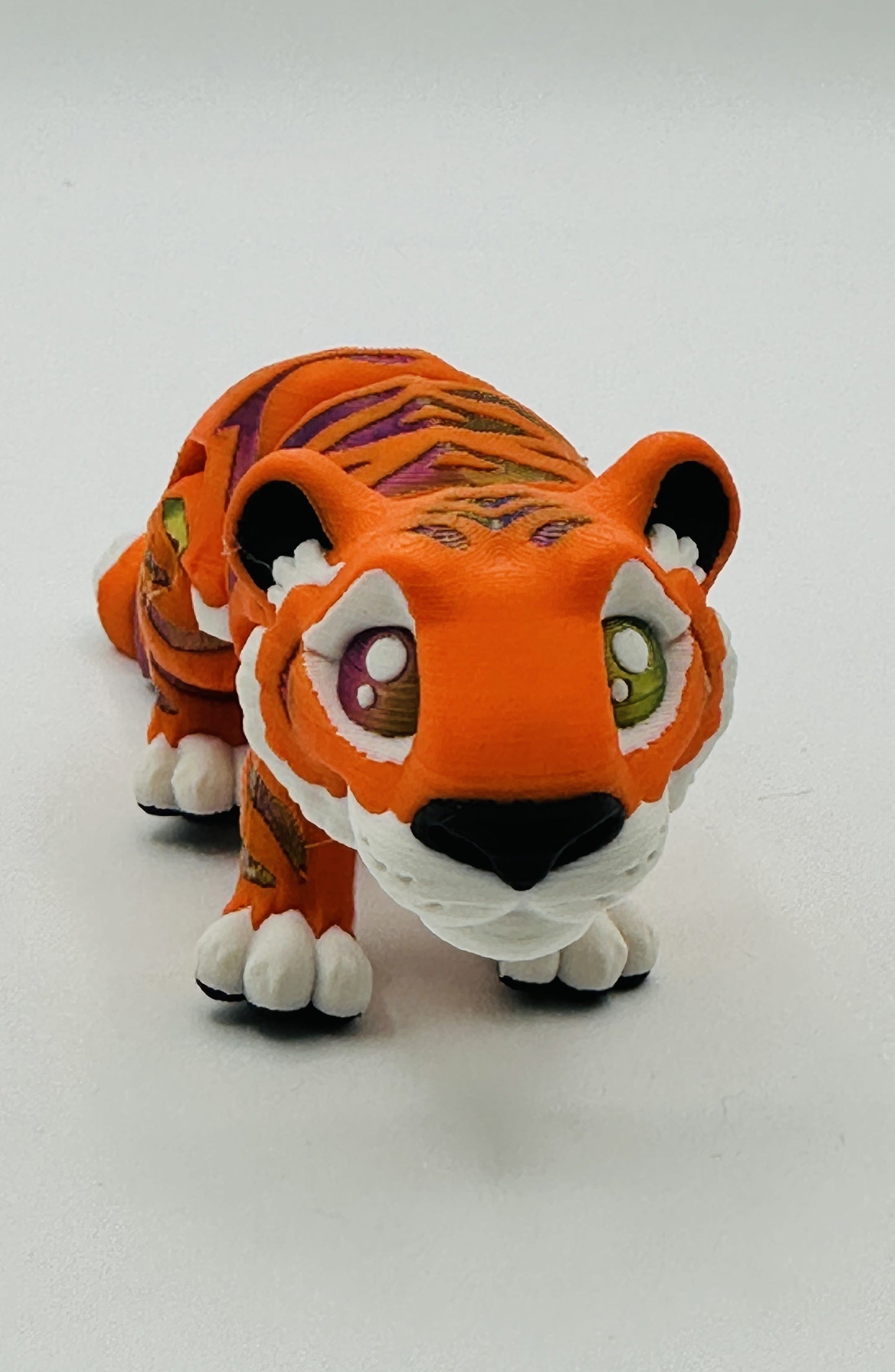 Vibrant Articulating Tiger - Orange with Purple/Red/Green Stripes
