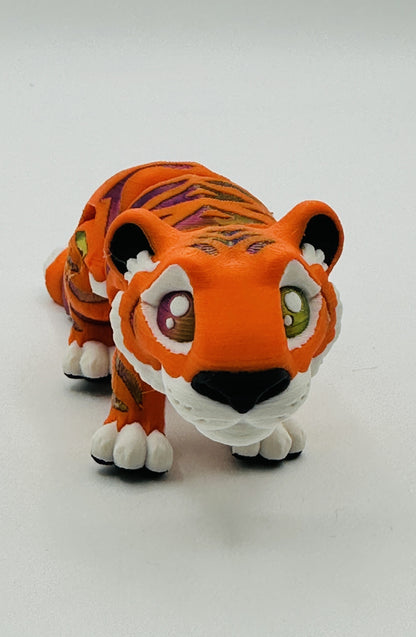 Vibrant Articulating Tiger - Orange with Purple/Red/Green Stripes