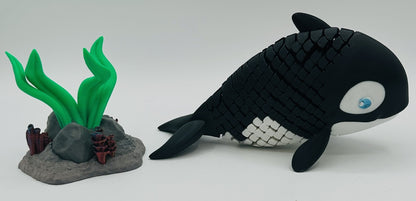 Orca Desk Pet Fidget with Coral Reef Stand