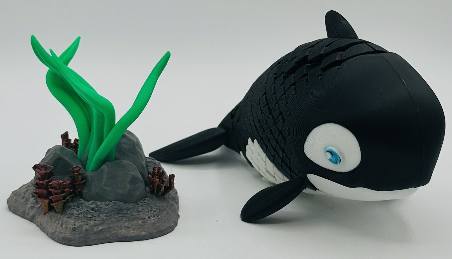 Orca Desk Pet Fidget with Coral Reef Stand