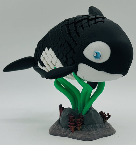 Orca Desk Pet Fidget with Coral Reef Stand