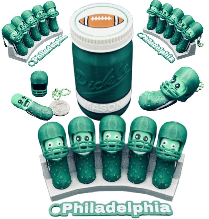 National Division: Football Player Pickle Keychains - 5-Pack Jar - Tickles, the Articulated Pickle