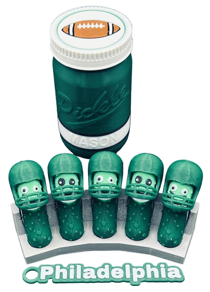 Football City-Inspired Pickle Keychains - 5-Pack Jar - Tickles, the Articulated Pickle