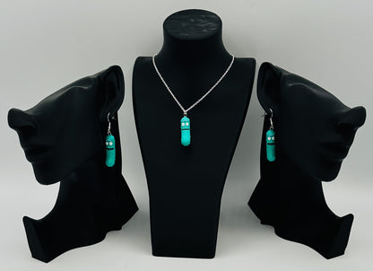 Pickle Rick Earing & Necklace Set - Tickles, the Articulated Pickle