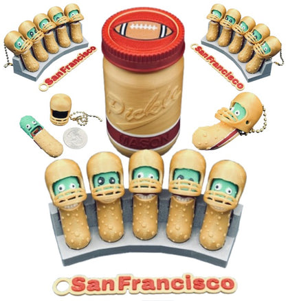 National Division: Football Player Pickle Keychains - 5-Pack Jar - Tickles, the Articulated Pickle