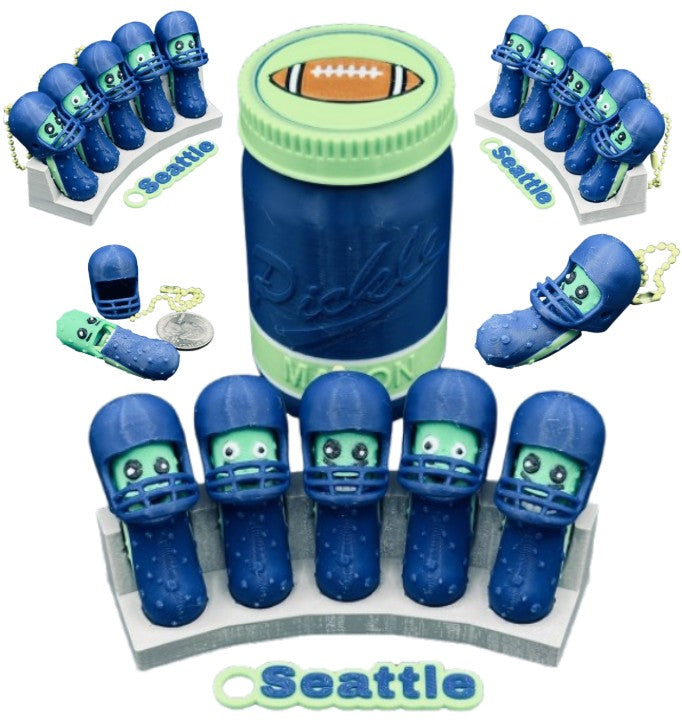 National Division: Football Player Pickle Keychains - 5-Pack Jar - Tickles, the Articulated Pickle