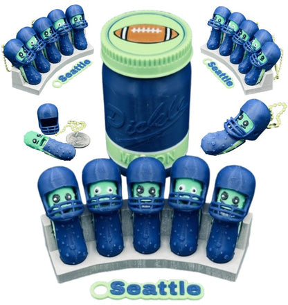 National Division: Football Player Pickle Keychains - 5-Pack Jar - Tickles, the Articulated Pickle