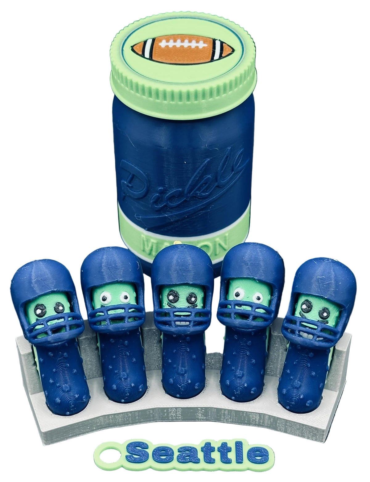 Football City-Inspired Pickle Keychains - 5-Pack Jar - Tickles, the Articulated Pickle