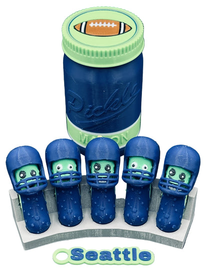 Football City-Inspired Pickle Keychains - 5-Pack Jar - Tickles, the Articulated Pickle