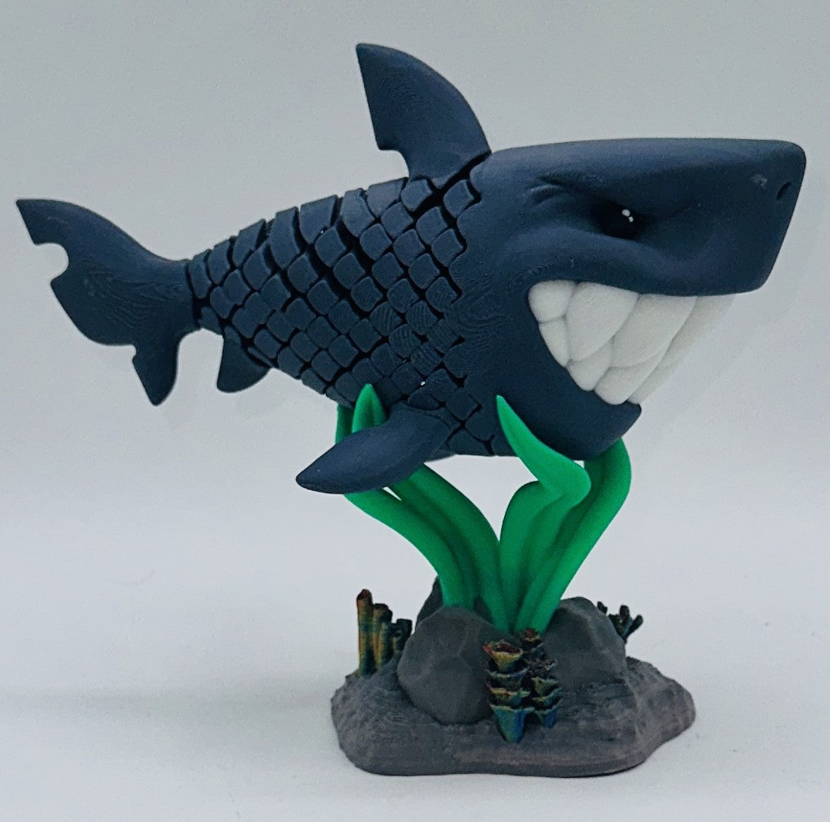 Grinning Shark Desk Pet Fidget with Coral Reef Stand