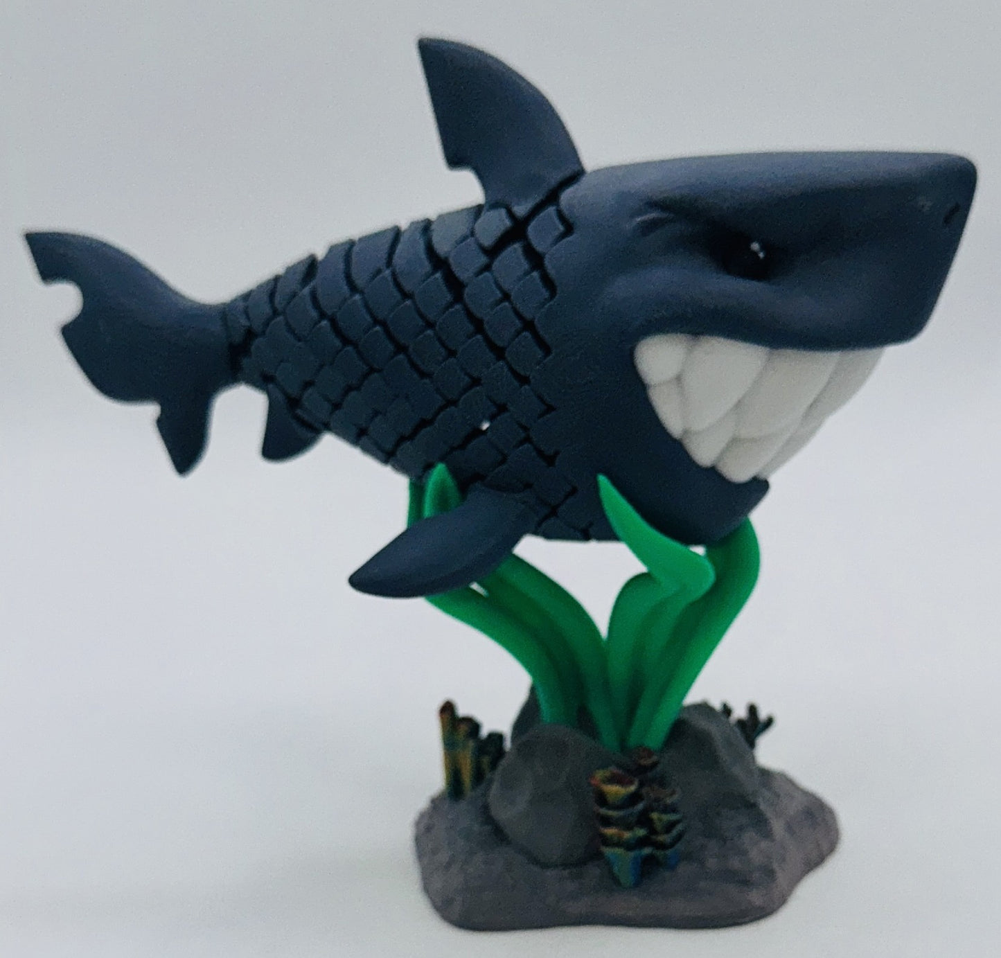 Grinning Shark Desk Pet Fidget with Coral Reef Stand