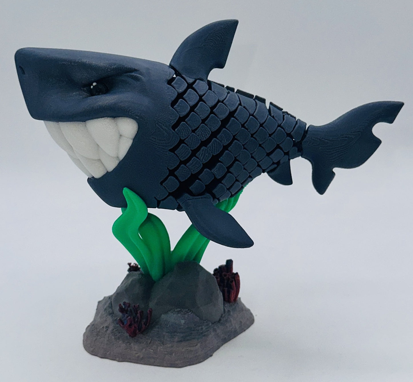 Grinning Shark Desk Pet Fidget with Coral Reef Stand